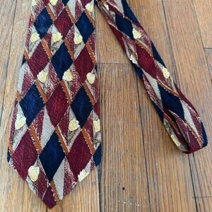 Vintage Silk Ermenegildo Zegna Navy Red Abstract 80s Geometric